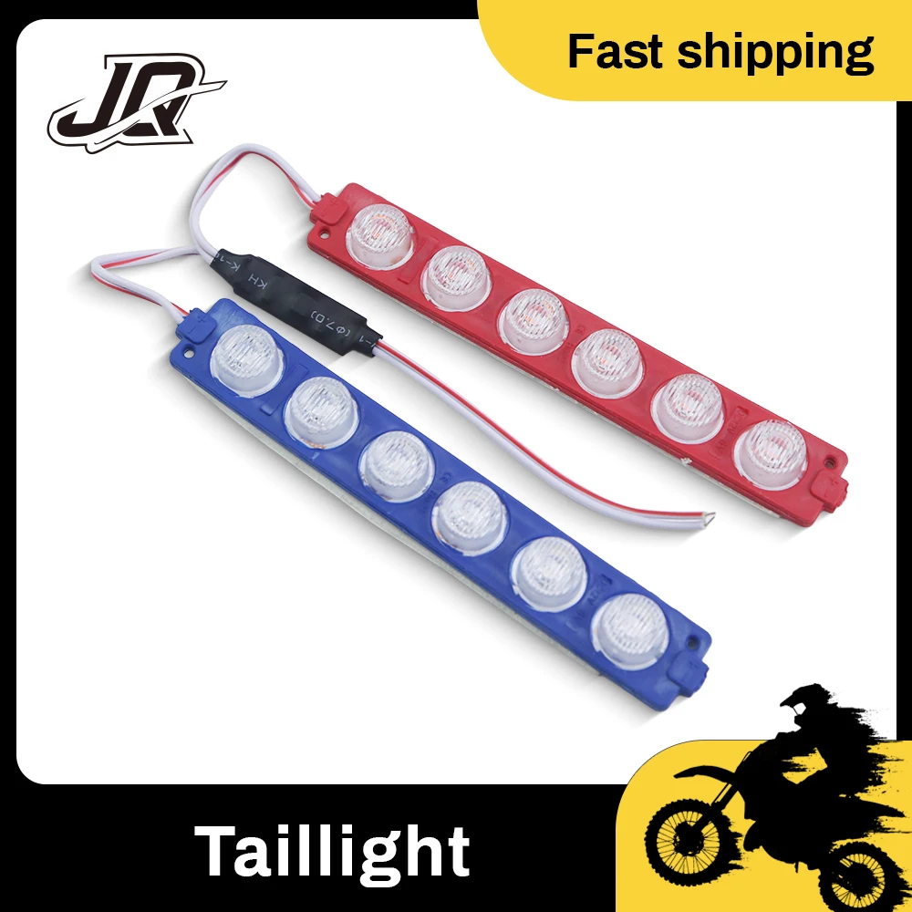 For Car Truck Motorcycle Front Rear Tail Brake Emergency Flashing Warning Lamp 2Pcs Red Blue LED Strobe Light 6 12 LED