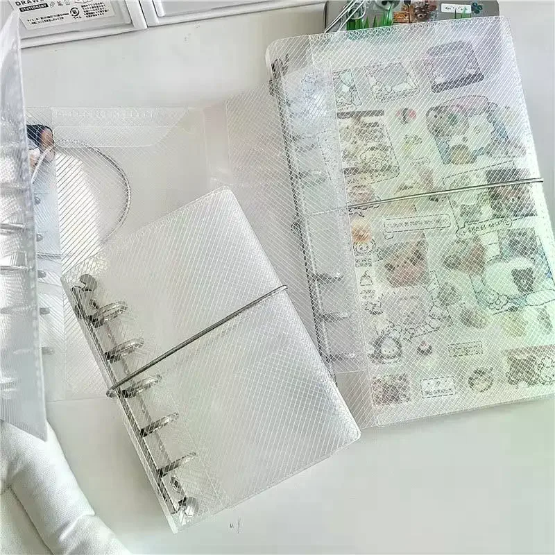M5 A6 Diagonal PP Three Fold PP Loose Notebook Cover Mini Portable Sticker Small Card Photo Storage Ledger