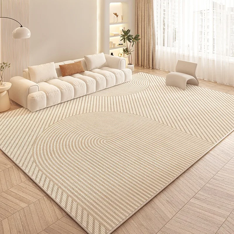 VATAMA Minimalist art line decoration living room Crystal velvet large carpet cream fresh bedroom sofa cloakroom non-slip carpet