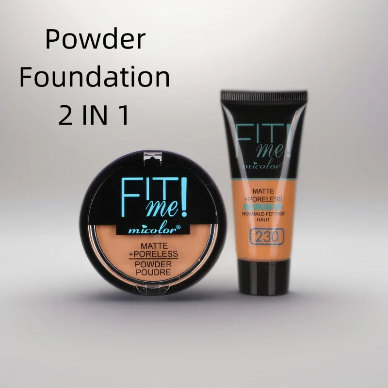 3 Color MICOLOR Dark Skin Powder & Liquid Foundation 2-in-1 Set Dark Concealer Face Makeup Wholesale