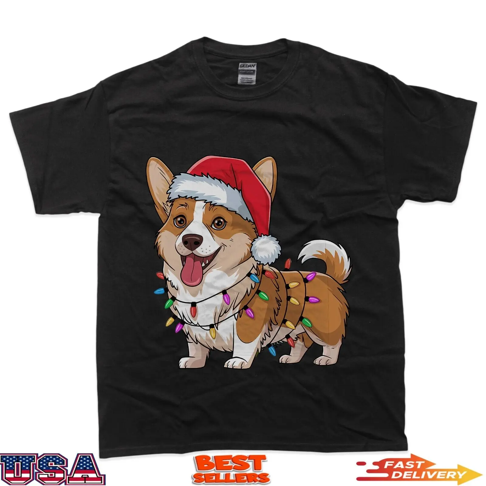 Cardigan Welsh Corgi Christmas Lights Xmas Dogs Gifts T-Shirt