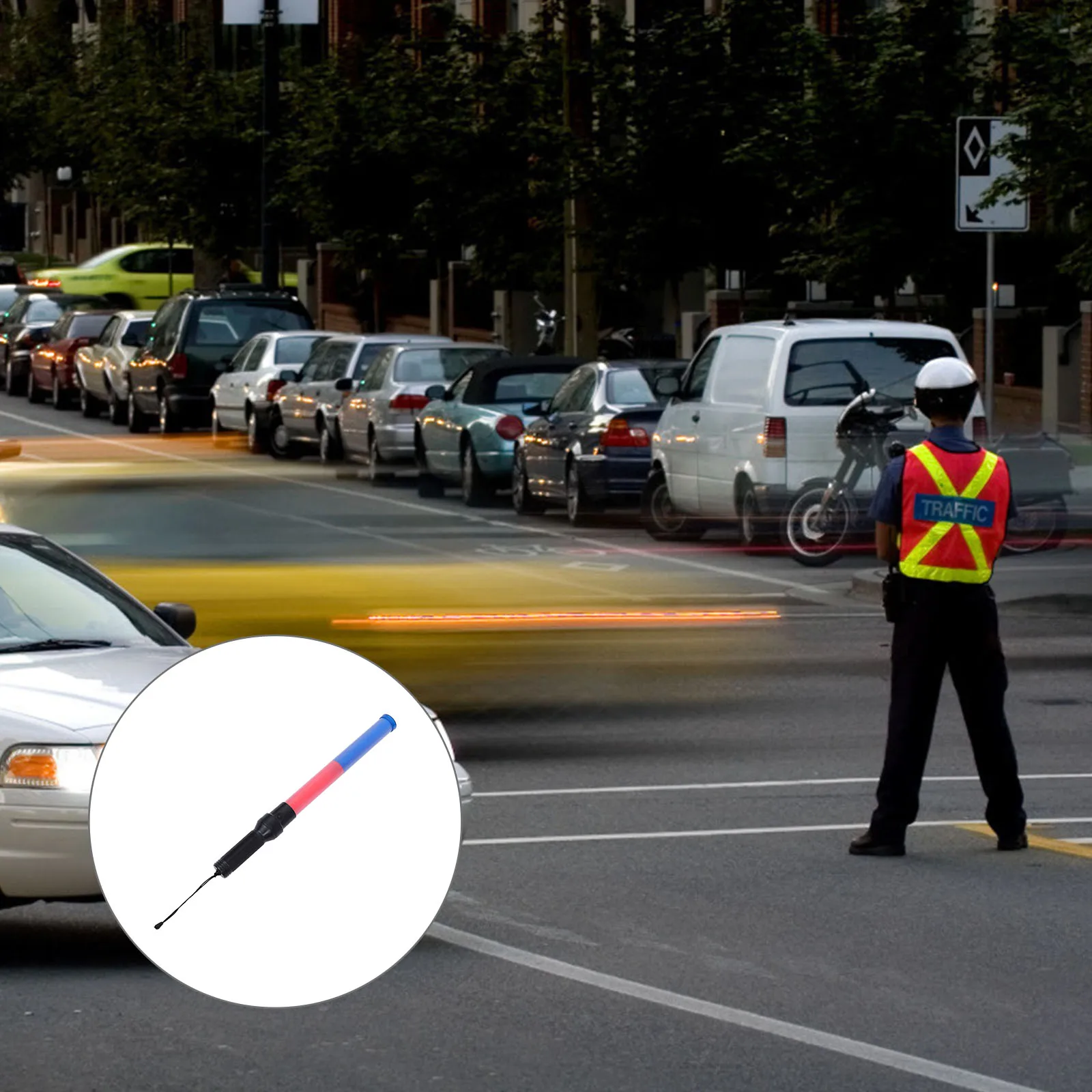 

2Pcs Durable Traffic Control Baton with Steady-Glow LED Lights for Safety and Visibility
