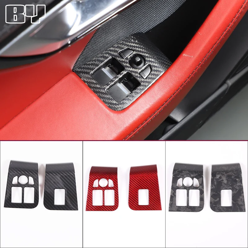 Real Carbon Fiber For Jaguar F-TYPE 2013-2024 Car Glass Lifting Buttons Frame Trim Decorative Sticker Car Interior Accessories