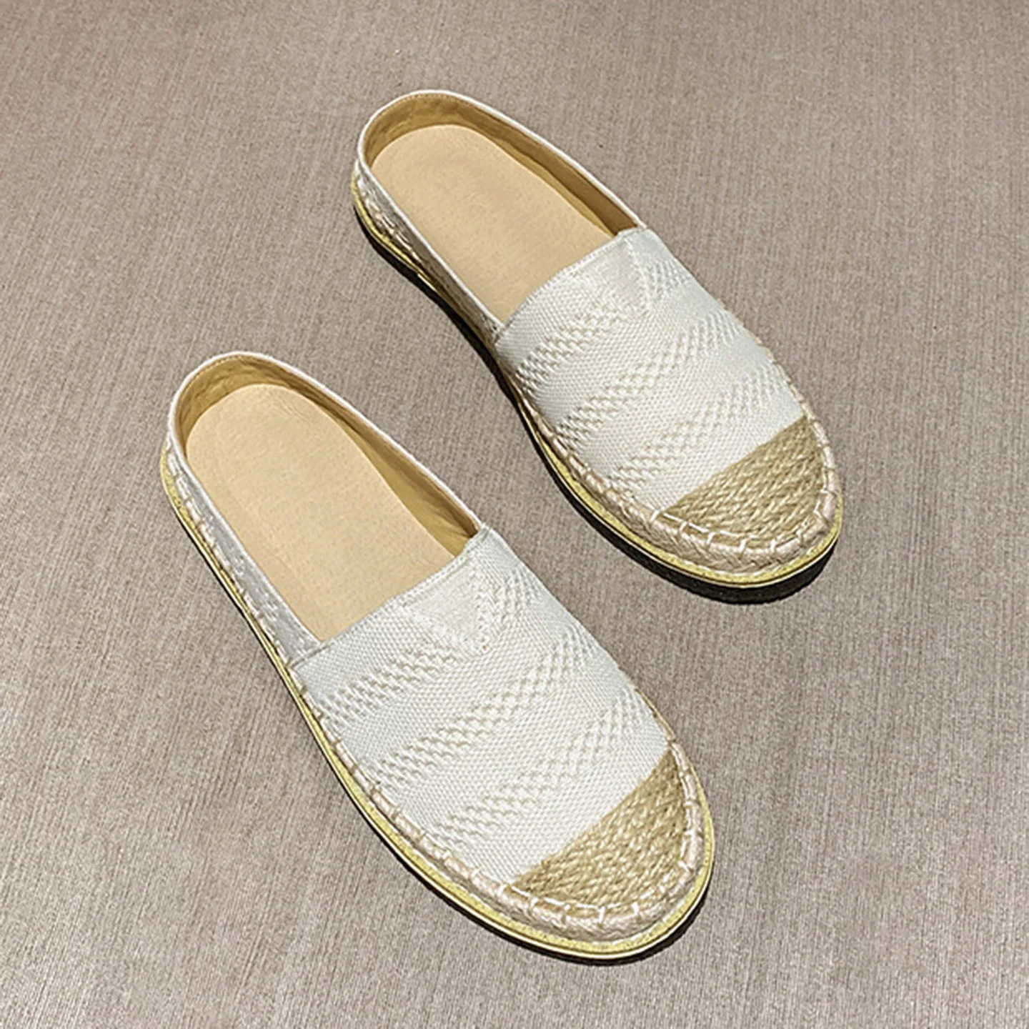 

New Fashion Knitted Slippers Women Breathable Knitted Sandals Flat Heels Comfortable Summer Fishing Shoes Women's Canvas Shoes