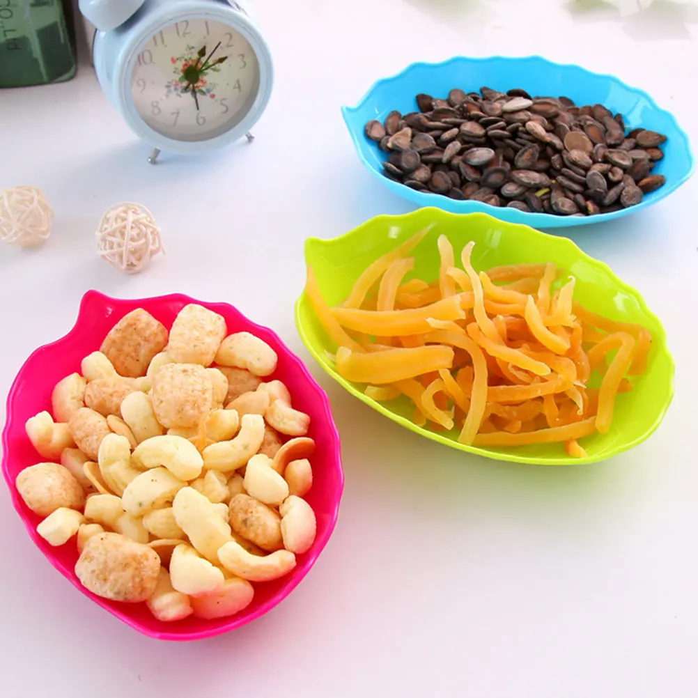 10Pcs Leaf Fruit Plates Non Toxic PP Snack Dish Candy Plate Fruit Bowls Kitchen Party Decoration Snack Dish Candy Plate