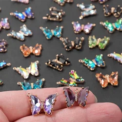 Fashion Shiny Crystal Butterfly Pendant Gradient Muticolor Transparent Glass Charms Pendants For Jewelry Making Necklace Earring