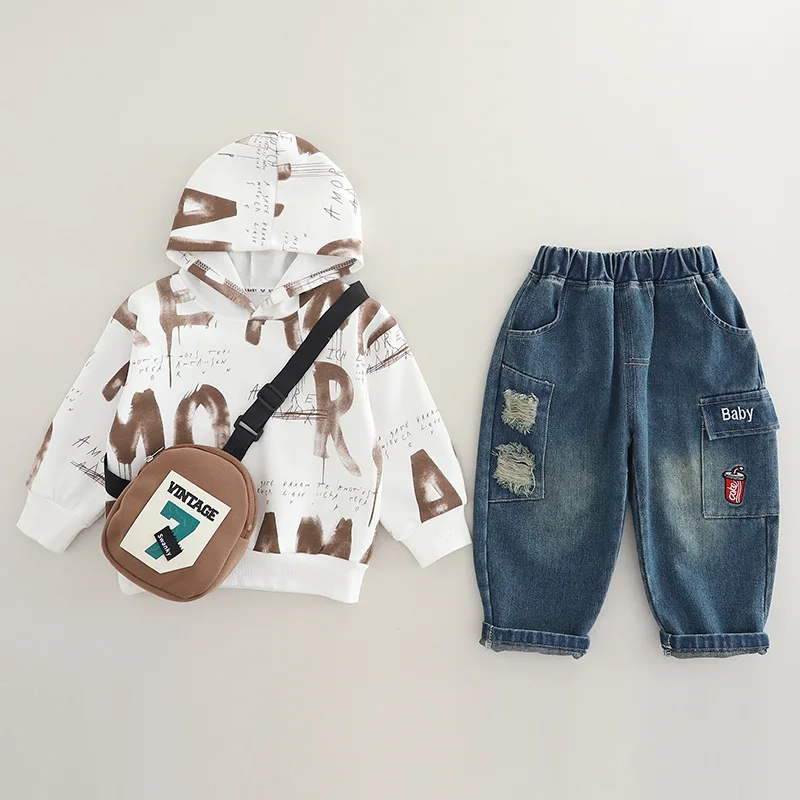 

New Autumn Baby Boys Clothes Children Letter Hooded T-Shirt Pants 2Pcs/Sets Kids Girls Clothing Infant Costume Toddler Outfits
