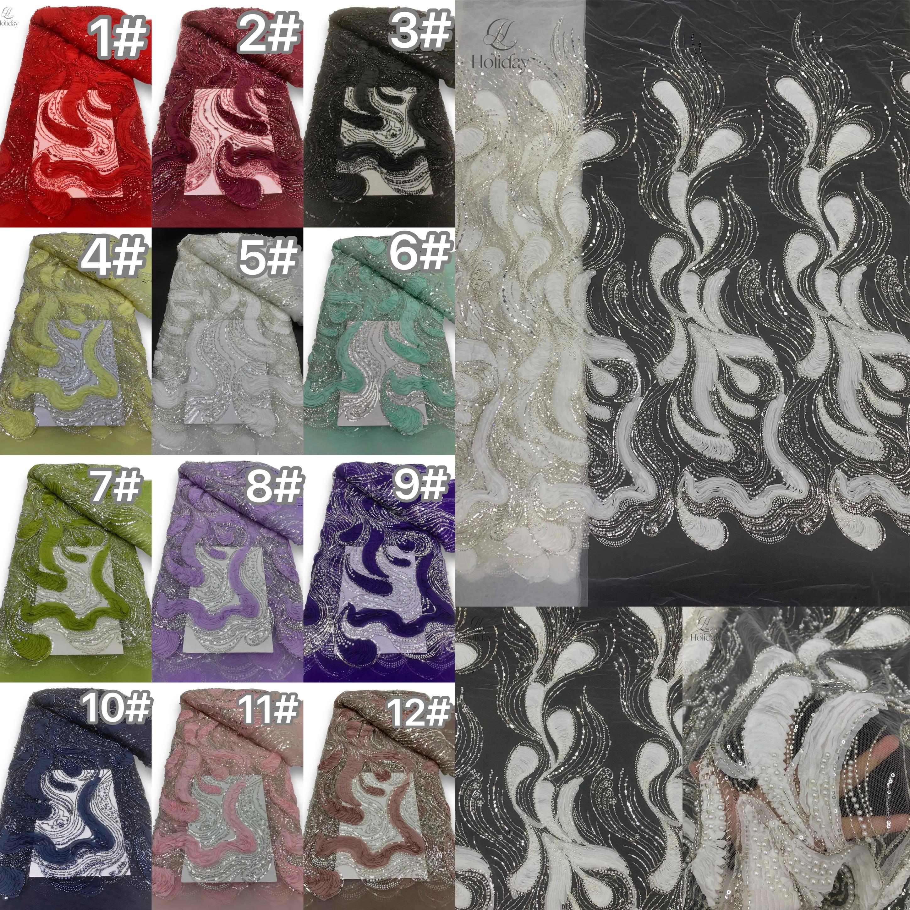 

Новинка 2025 года, кружевная французская сетчатая кружевная ткань, бусины, африканское кружево, расшитое бисером, блестки, кружевная ткань, ткань Дубай