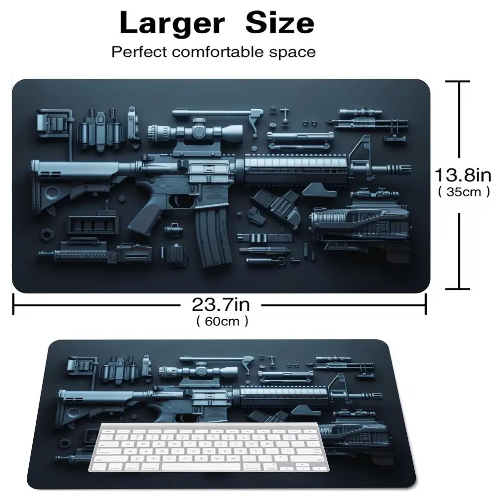 

gun Parts Assembly Large Mouse Pad XXL Desk Pad Anti-Slip Rubber Base Gaming Keyboard and Mouse Sewn Edges Gaming Desk Pad