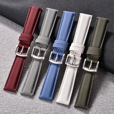 New Design Sailcloth Watch Strap PVC Nylon Watch Strap 18mm 19mm 20mm 22mm Watchband Quick Release Sport Wristband Accessories