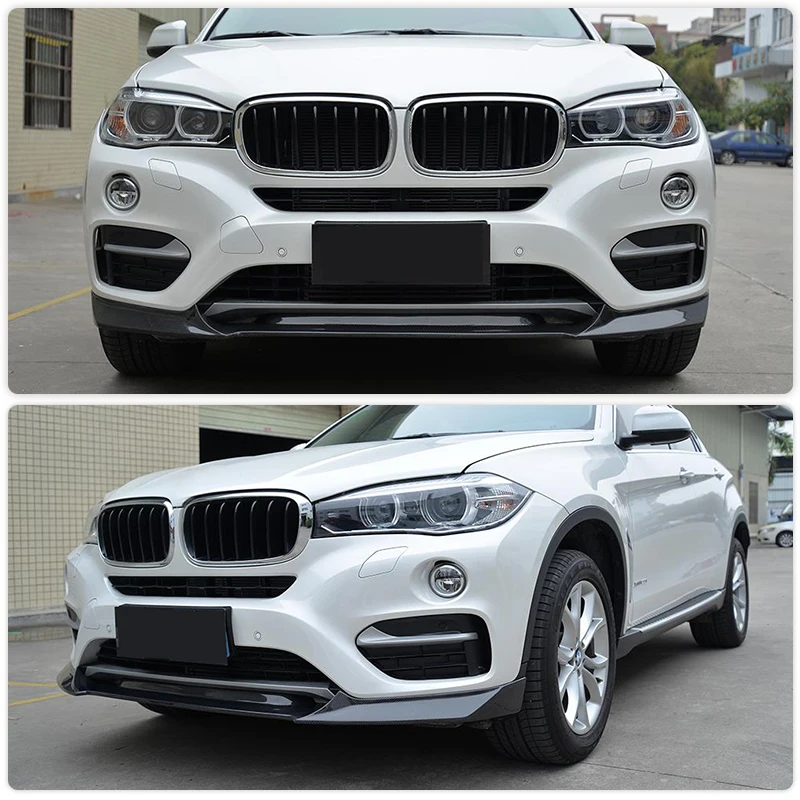 Full Carbon Fiber Front Bumper Lip Spoiler Splitters for BMW X6 F16 Standard 2014-2018 Car Front Lip Chin Apron Body Kits FRP