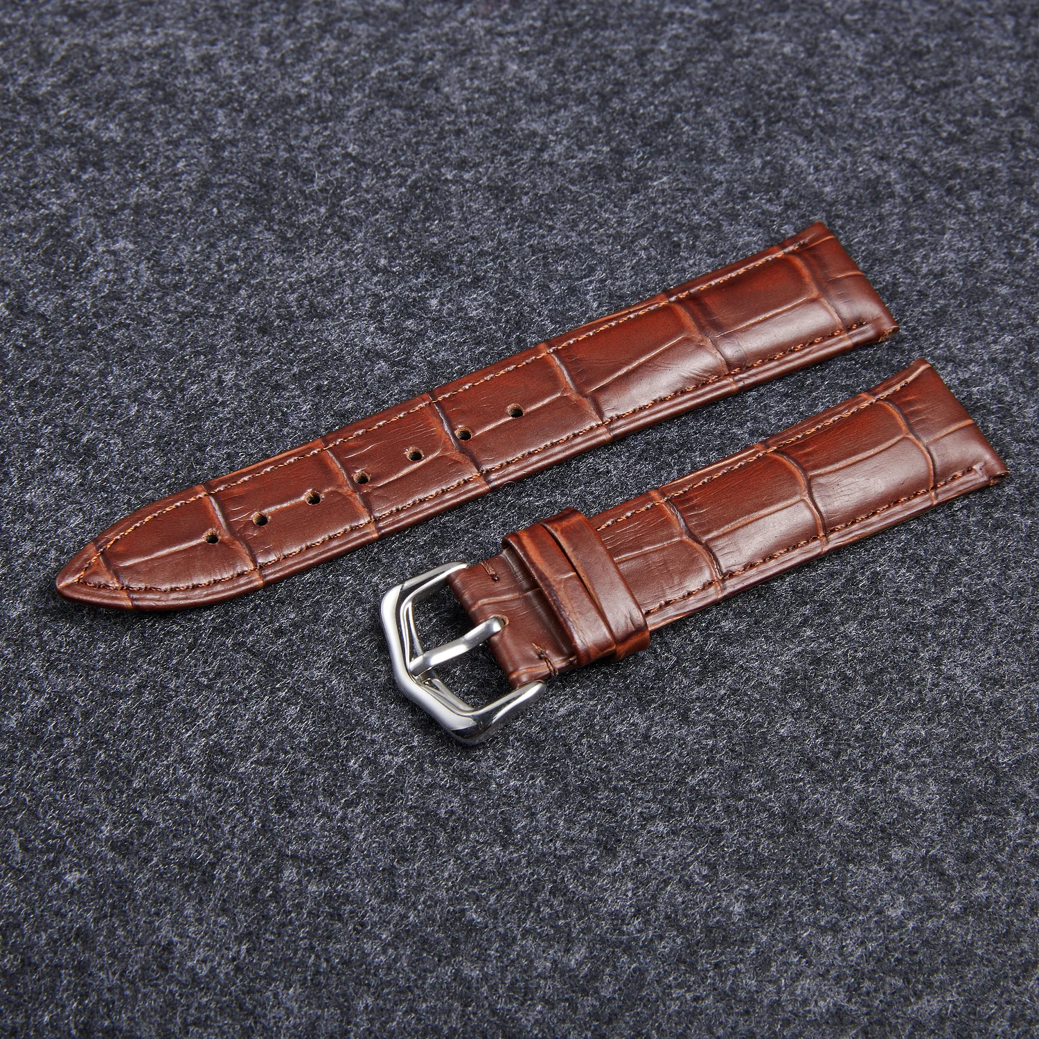 Handmade Leather Strap Glossy14 16 18 20 22 24mm Black Brown Blue Green Red American Bracelet Vintage Style Men S/M Size Watch
