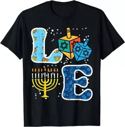 Hanukkah Love Menorah Dreidel Chanukah Jewish Women Men T-Shirt, S-5XL