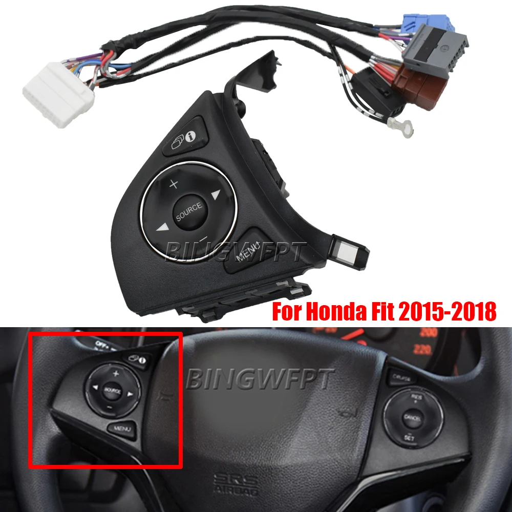 

New Audio Radio Remote Cruise Control Steering Wheel Controler For Honda Fit 2015 2016 2017 2018 Multifunctional Button Switch