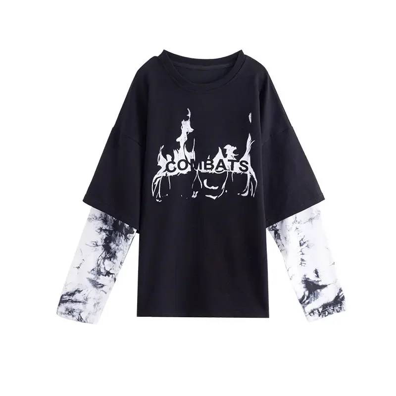 Boy Hip-hop Stage Costume Spring Black Letter T-shirt Tie-dye Phat Pants Suit Children's School Team Performance Costume 10 1214