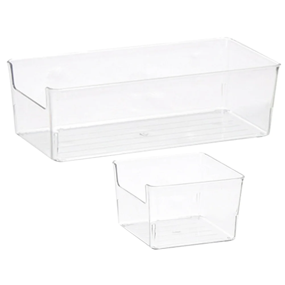 2 Pcs Storage Drawers Organizer Boxes Bin Organizing Makeup Holder Partition Transparent Sorting