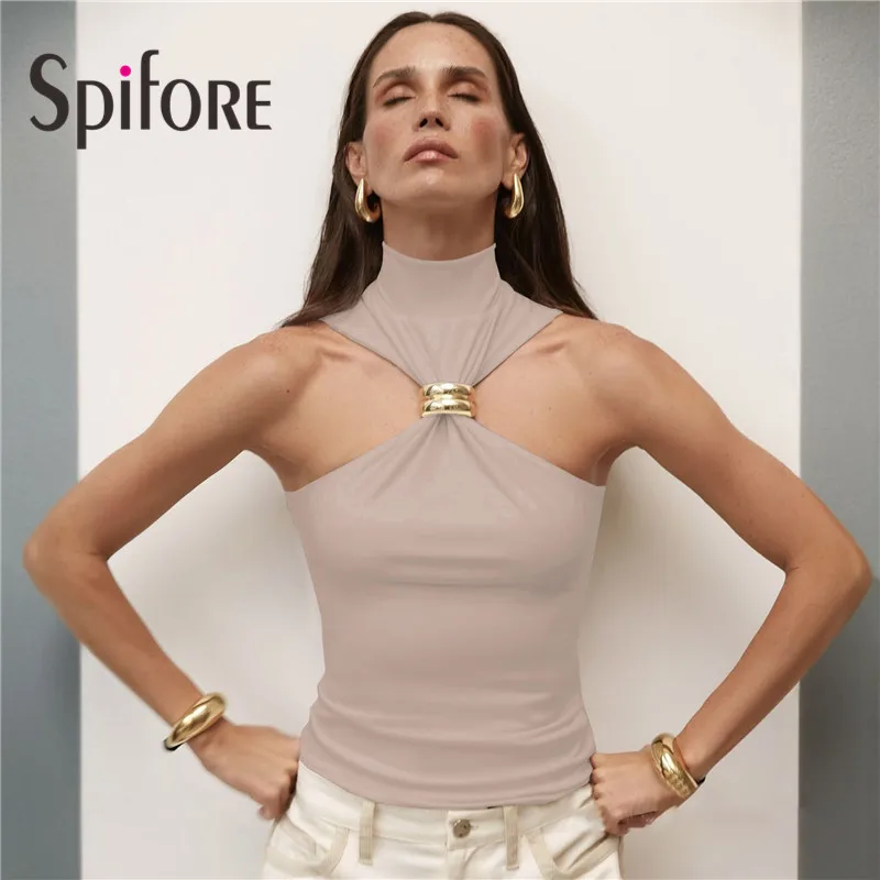 Spifore 2025 새로운 패션 streetwear 여성 탱크 탑 섹시한 민소매 슬림 캐주얼 자르기 탑 여름 파티 Clubwear Y2K 조끼 Dropship