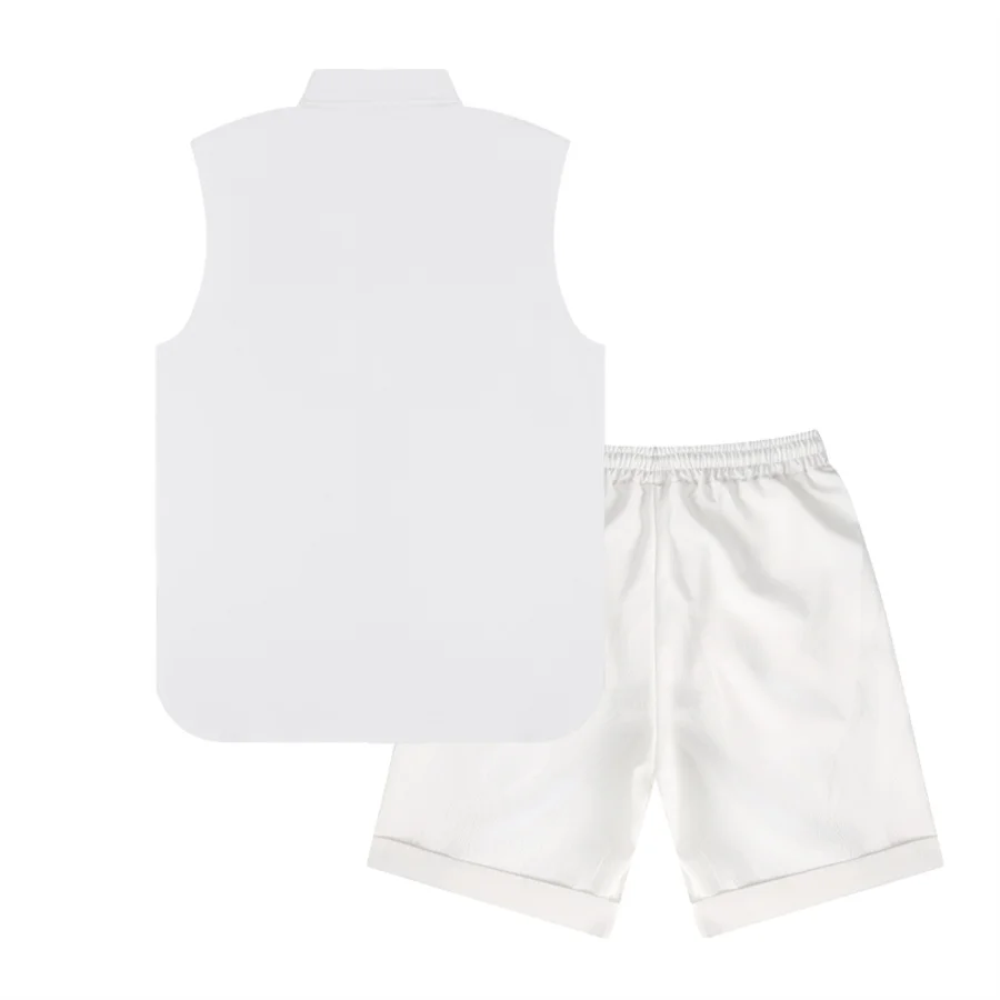 New Summer 2 piece Casual Everyday men's lapel tank shorts Set Hawaiian solid color sleeveless shirt men's beach shorts