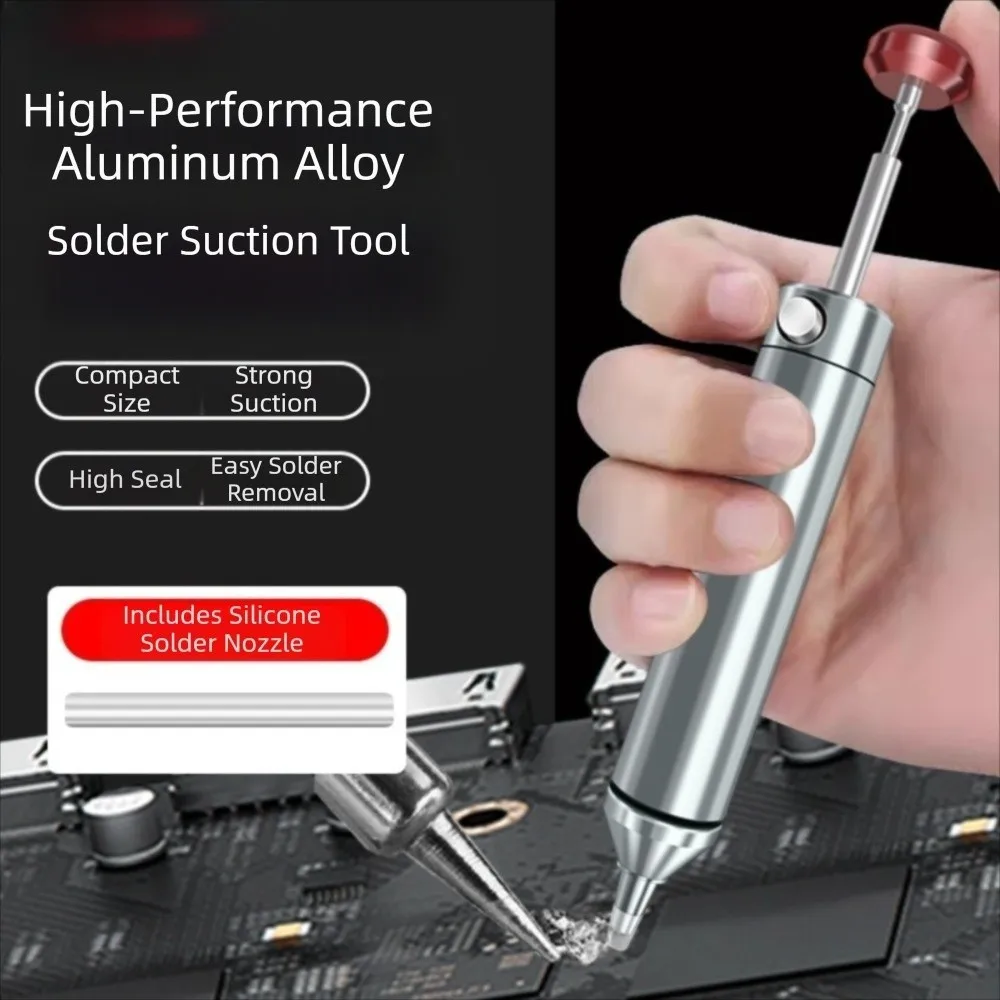 

High Quality Aluminum Alloy Solder Sucker Heat-Resistant Powerful Desoldering Pump with Tube Tin Removal Soldering Supplies