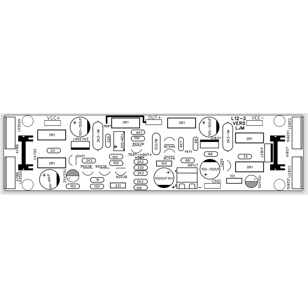 Mono klasy AB L12-2 płyta wzmacniacza zasilania zmontowane 120W + - 55V niewielkie zniekształcenia przez LJM