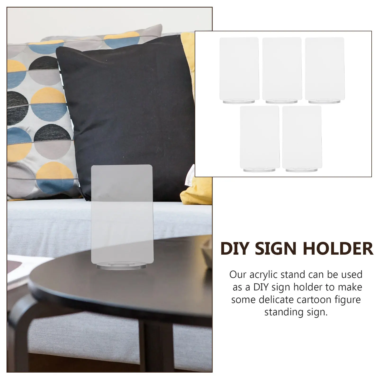 

Набор из 5 акриловых держателей для табличек, прозрачные настольные подставки для мультяшных персонажей, для самостоятельного изготовления номерков на столах и держателей меню