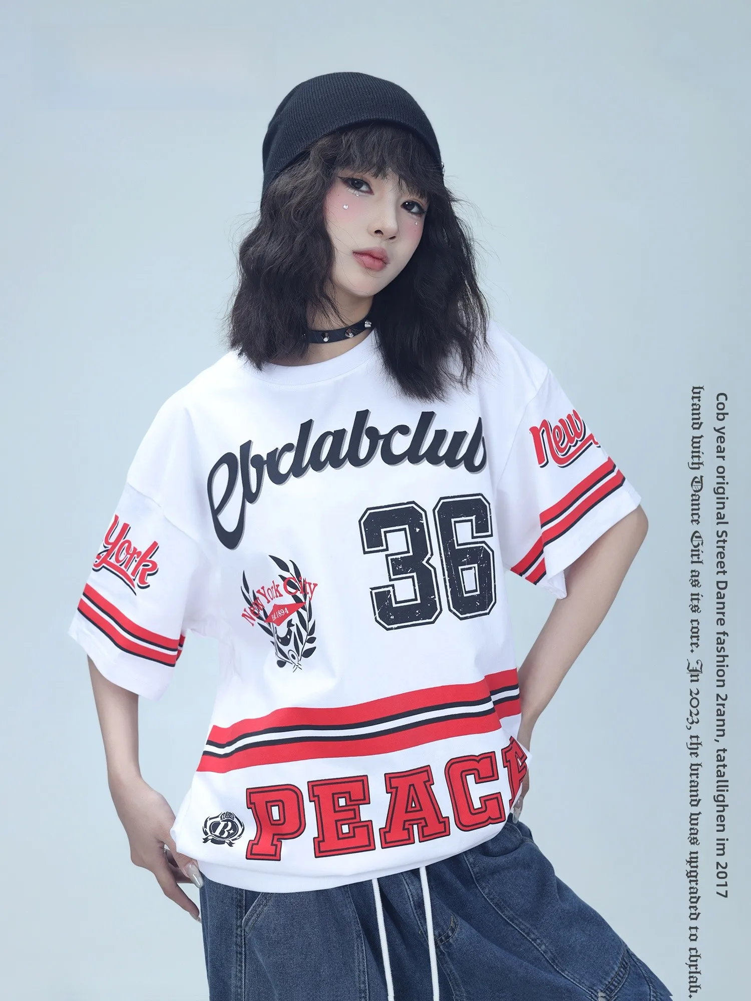 

CBXLAB American Sle Street Dance Trendy Brand Oversize Vintage ort Sve T-irt for Hot Girls Street Sle Cotton Moist...