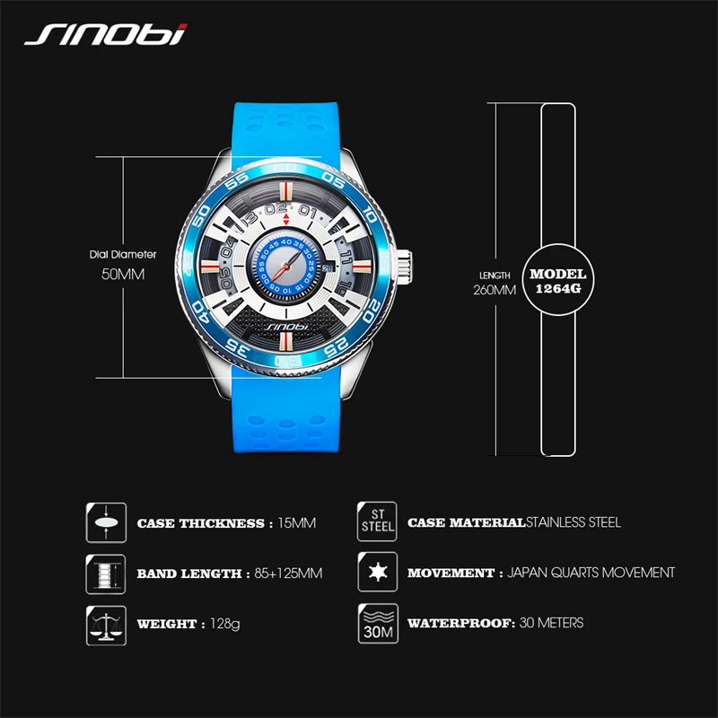 SINOBI High Quality Creative Car Dashboard Man\'s Watches Men\'s Luxury Stainless Steel Wristwatches Sports Top Clock Reloj Hombre