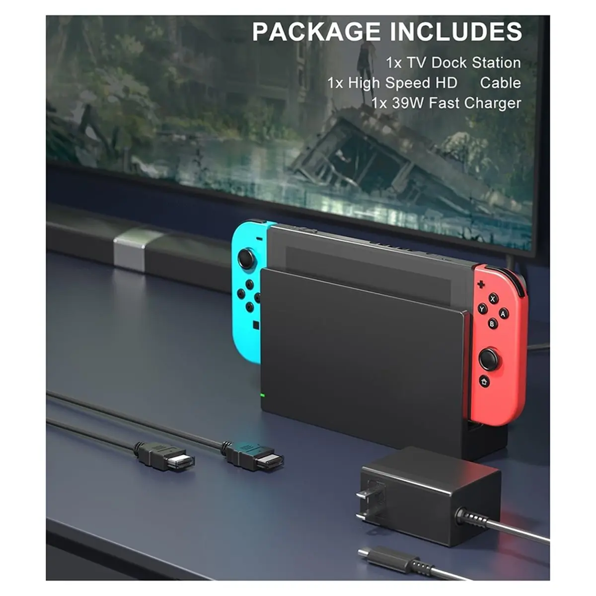 Dock Station for , Replacement TV Dock Set for 1080P HD Output(Not Compatible with Switch 2) US Plug
