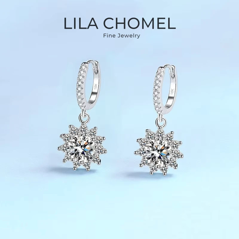 

Women Birthday Gift 18K White Gold Drop Earrings 0.5/1CT Moissanite Diamond Girl Valentine's Day PT950 Platinum Fine Jewelry ins