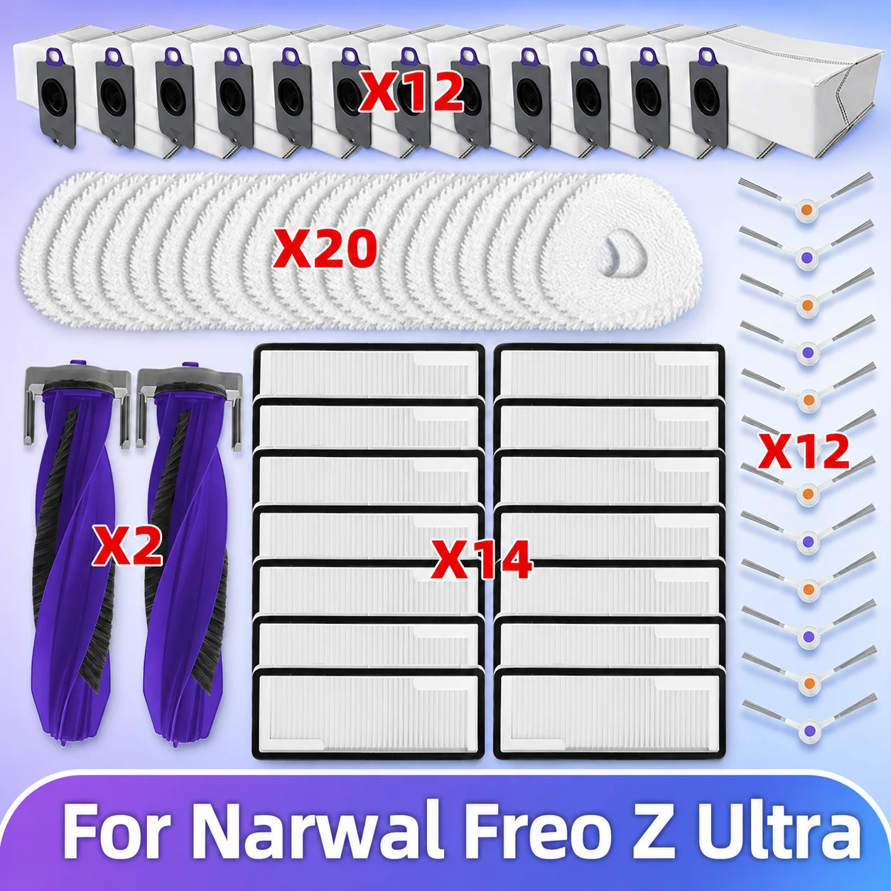 Compatível com Narwal Freo Z Ultra Peças de Aspirador Rolo Principal Escova Lateral Tampa Filtro Hepa Pano de Mop Saco de Pó Acessórios