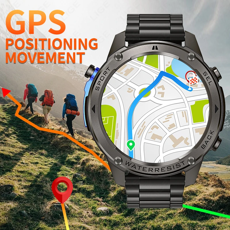 

LIGE Outdoor GPS Sport Compass Smart Watch Men 4GB memory AMOLED Screen Men Watches 50M Waterproof 500mAh Battery Men Smartwatch