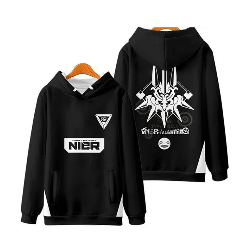Game NieR Automata 2B YoRHa No. 2 Type B 9S YoRHa No. 9 Type S Cosplay Costume 3D Sweatshirt Men Zipper Hoodies Outwear Coat