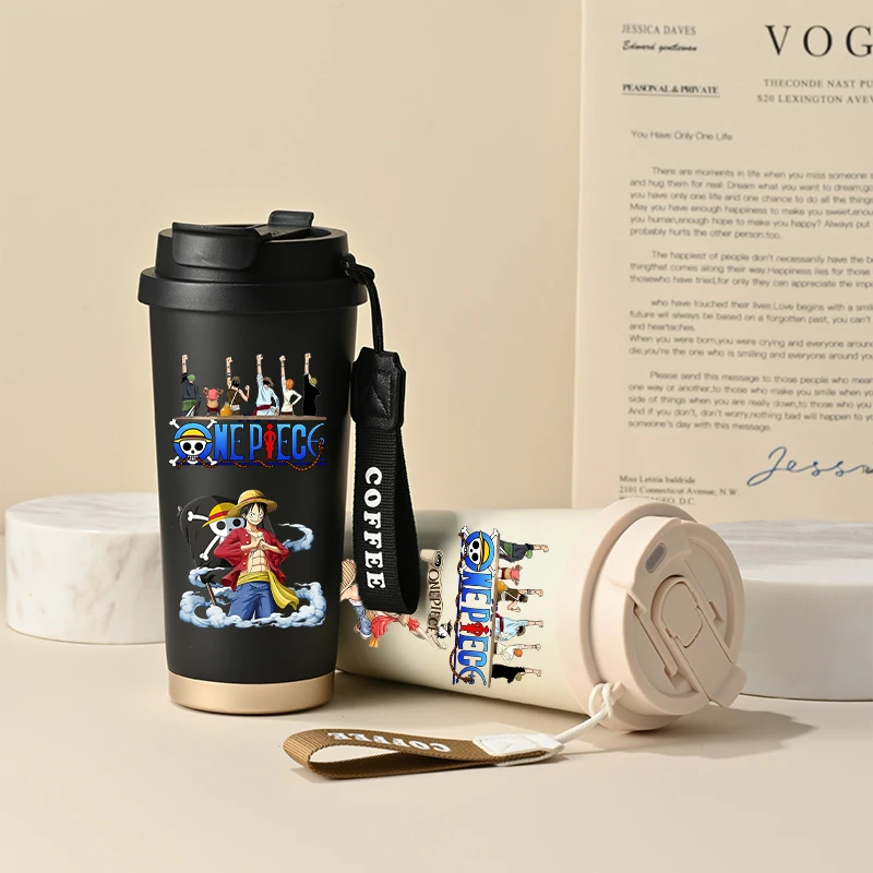 

One Piece Stainless Steel Insulated Cup Large Capacity Portable Water Bottle Cartoon Anime Water Glass Boys Girls Kettle Gift