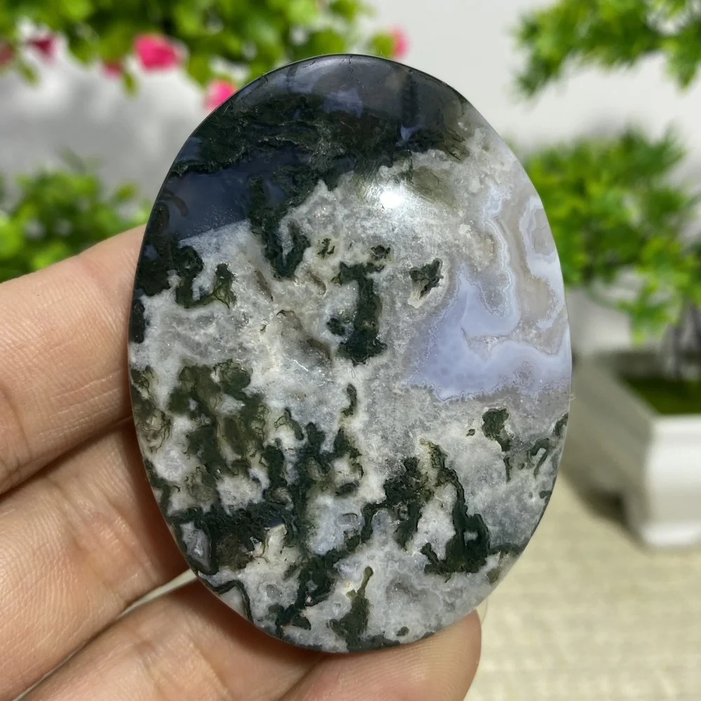 Natural Crystals Aquatic Agate Polished Stone Ocean Jasper Palm Gem Minerals Specimen Spirit Meditation Energy Home Decoration