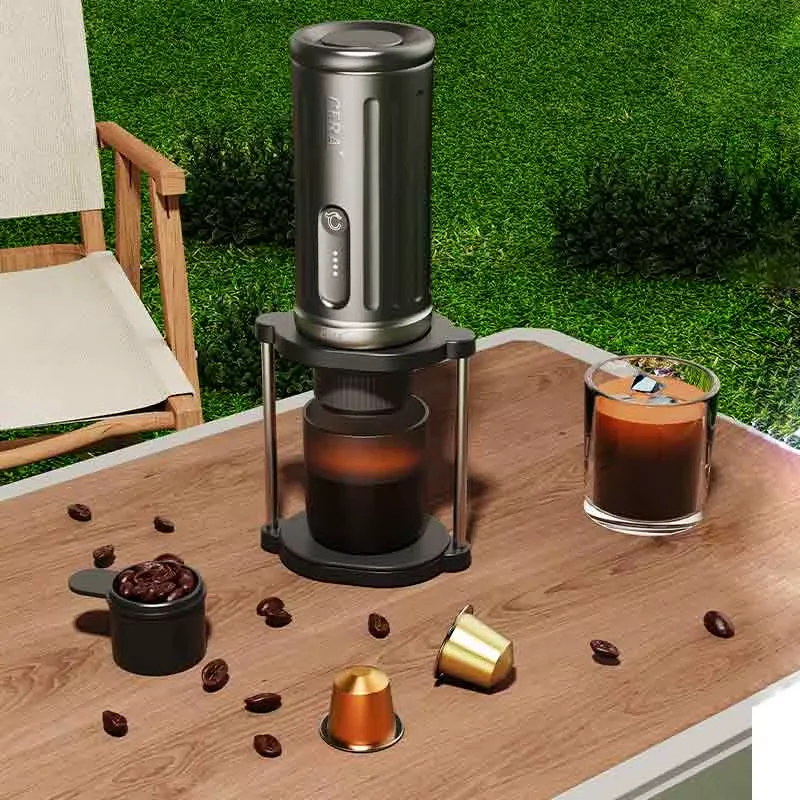 Portable 3-in-1 Mini Espresso Coffee Maker with Fast 30w Charging Automatic Heating Travel Outdoor Capsule-2-in-1 Functionality
