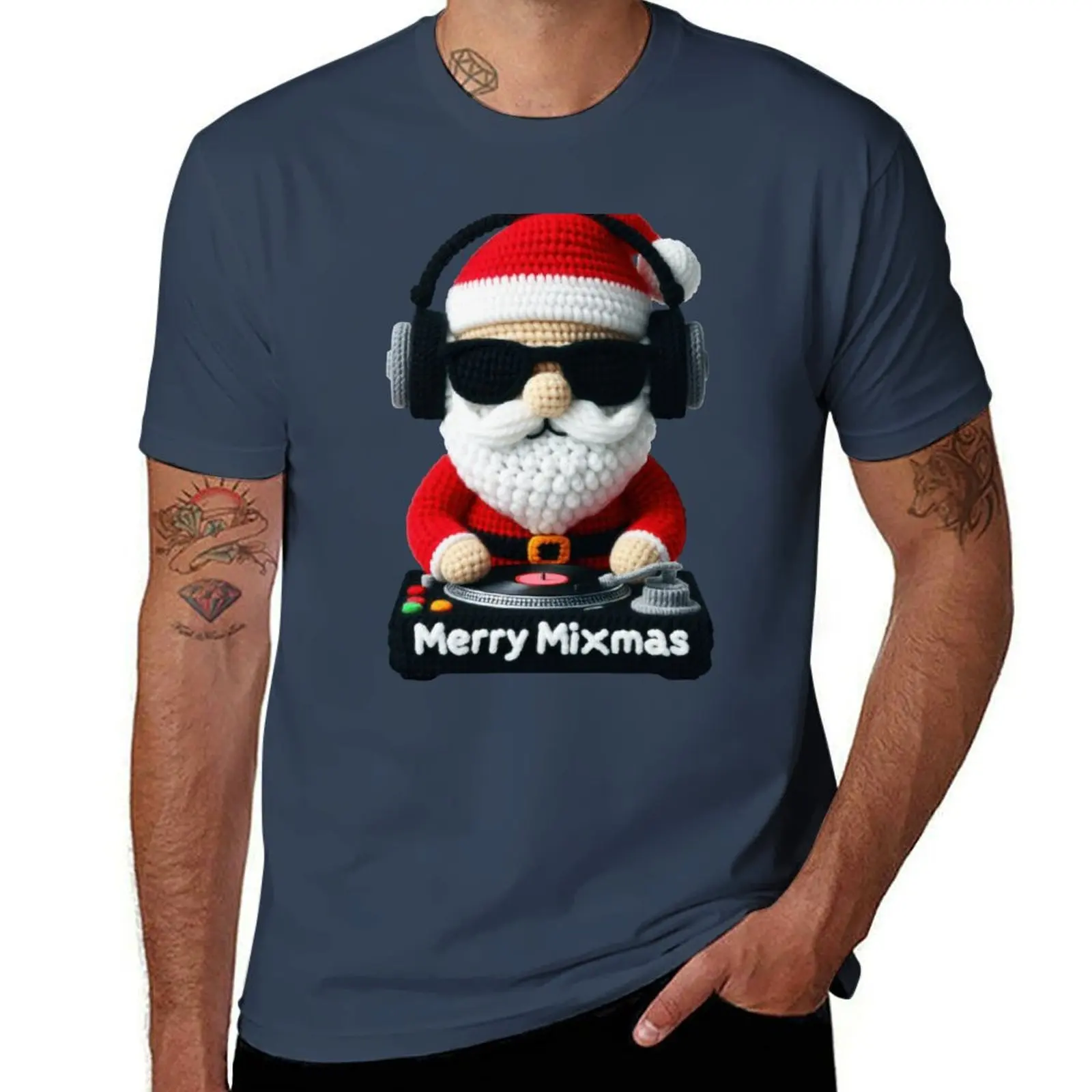 Merry Mixmas - DJ Santa - Funny Christmas Music T-Shirt mens graphic t shirts t shirt man luxury t shirt custom print T-Shirt