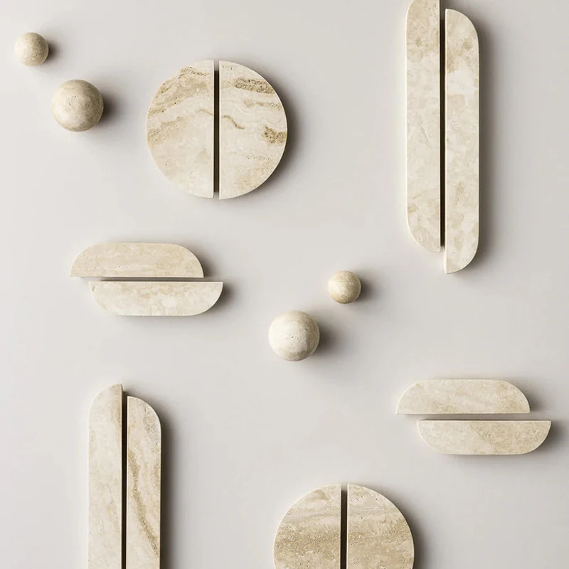 

100% natural marble French quiet style porch wall beige cave stone handle villa creative home decoration small handle