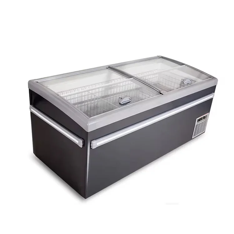 

Island Display Freezer With Top Sliding Glass Door Freezer For Supermarket