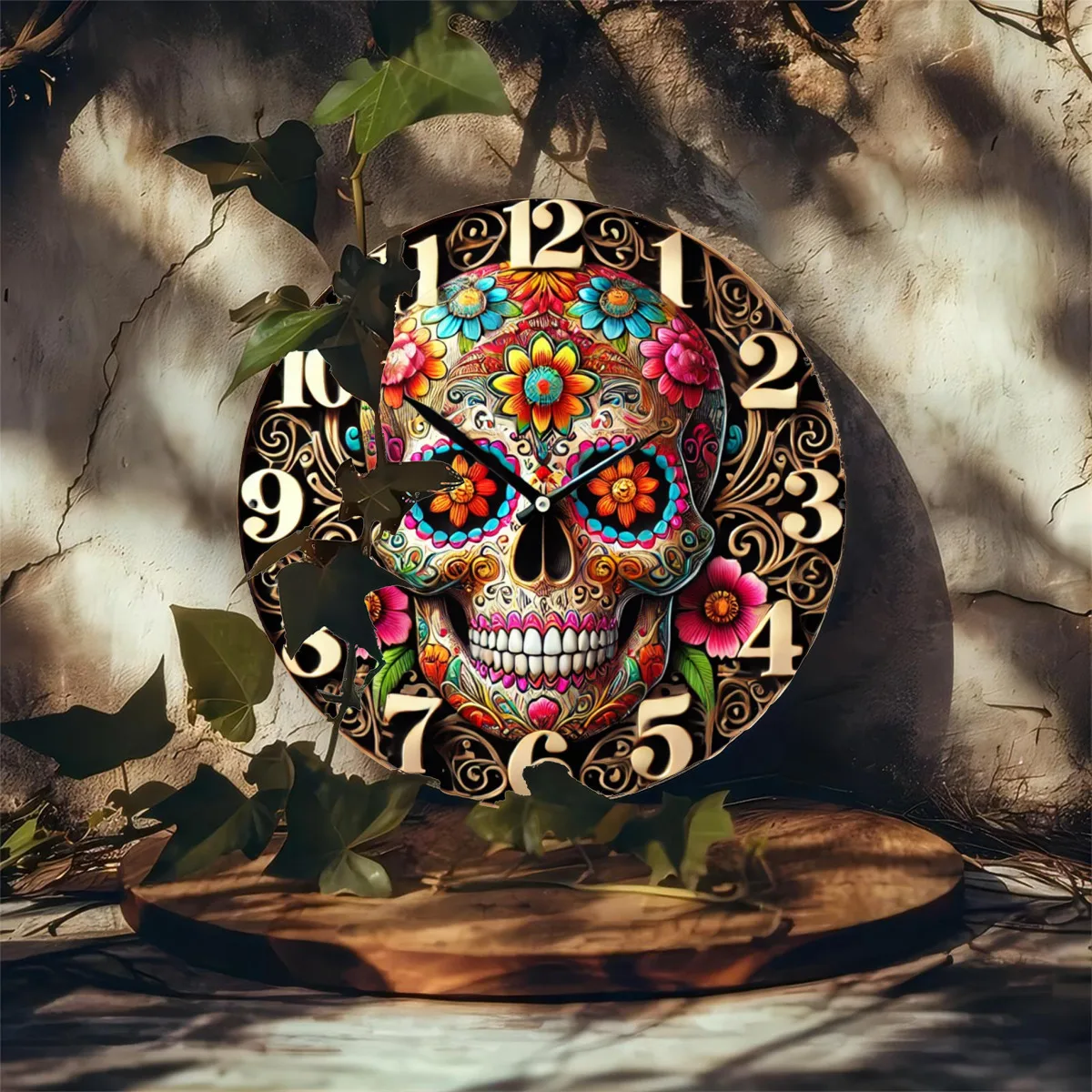 1 Day of The Dead Inspired Graphic Sign 8X8 Inch Metal Hanging Picture with Floral Skull for Home Decor - Non-Appliances