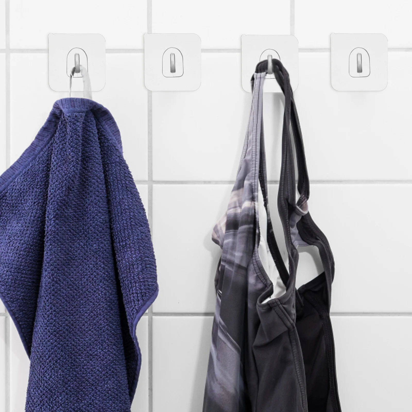 30개 투명 접착식 후크, 옷, 수건, 모자 등에 사용 가능한 간편하고 심플한 홈 수납 솔루션, 자가 접착식 투명 후크