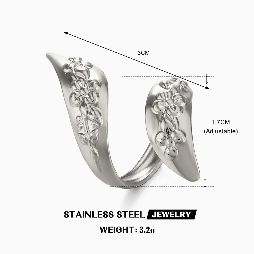 Vintage Floral Adjustable Stackable Ring For Women Dainty Everyday Jewelry Gift Minimalist Flower Rings Valentine Day Gift