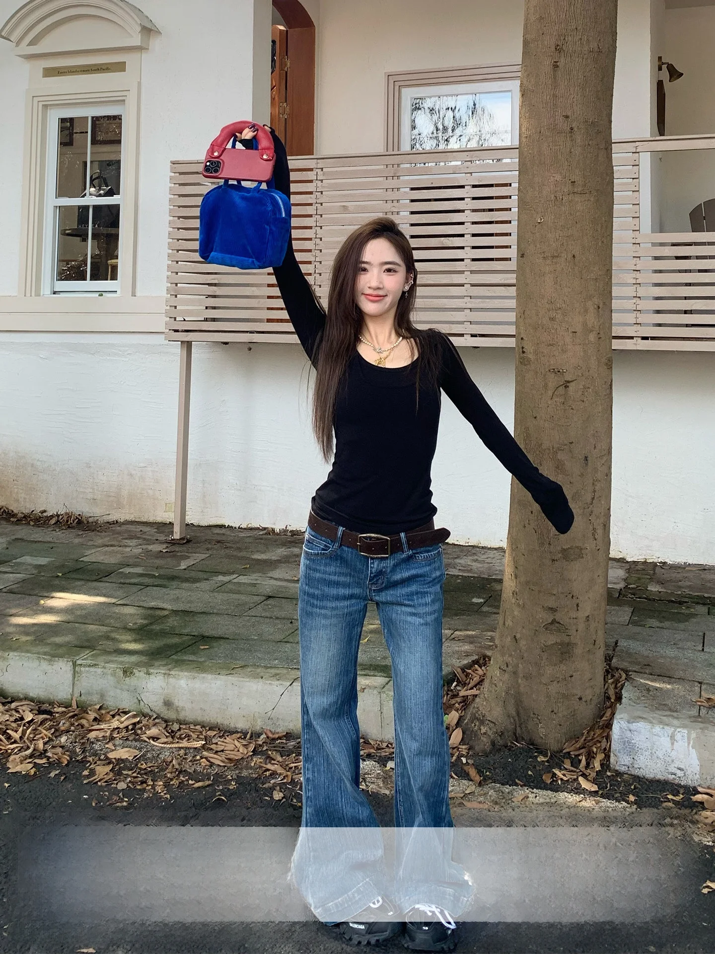 

Джинсовые джинсы-клеш с низкой талией, женские летние облегающие эластичные винтажные брюки с дизайном оранжевого дерева, женские модные джинсы