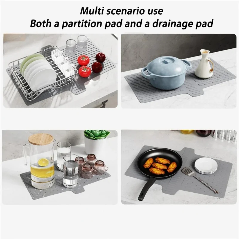 سيليكون بالوعة السرج حصيرة رمادي بالوعة المطبخ حامي مقسم حصيرة وسادة مقاومة للحرارة أدوات المائدة عدم الانزلاق الحصير للمطبخ #1