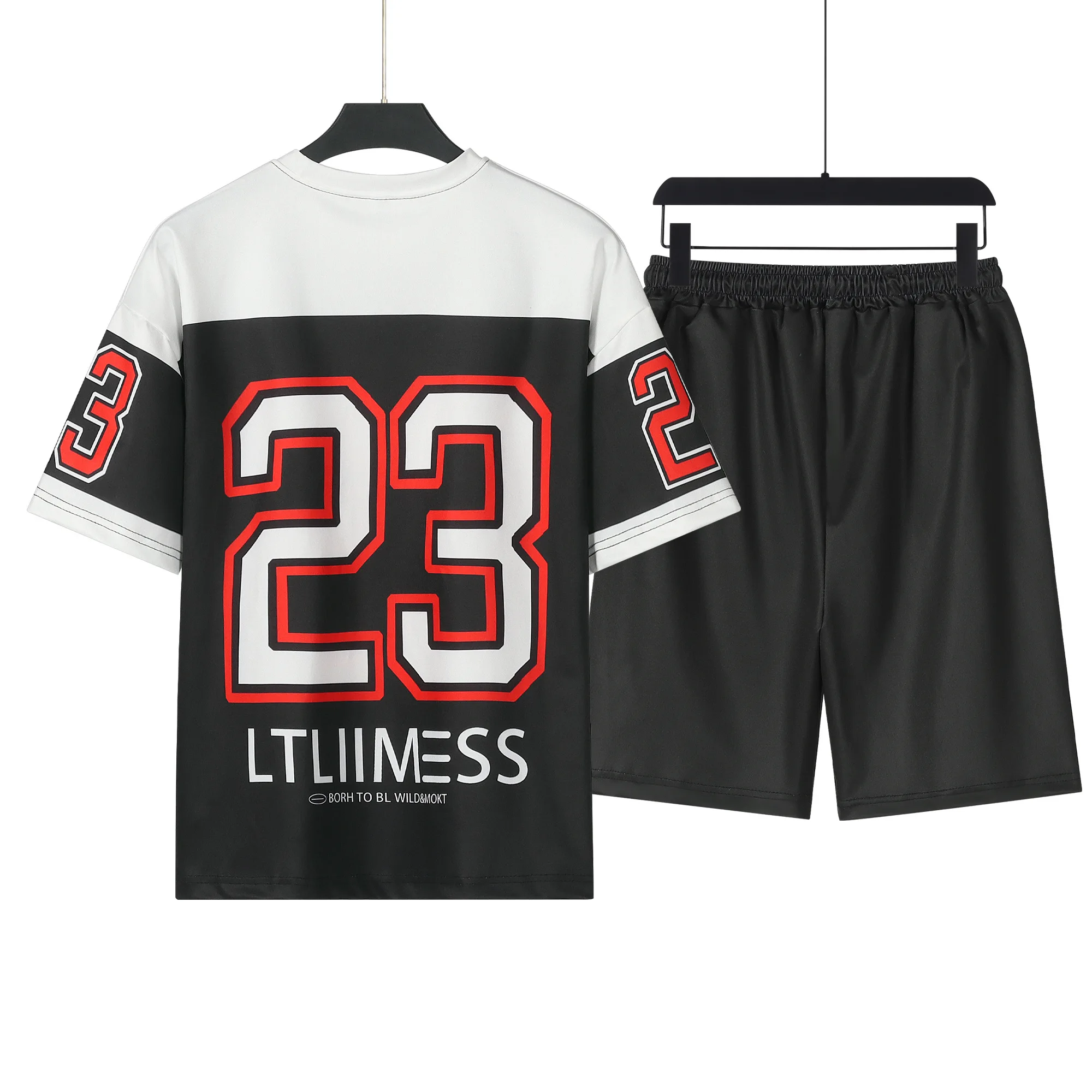 Sommer-Herren-Sportanzug, hochwertige, atmungsaktive Basketball-T-Shirts und Shorts, zweiteiliges Set, 23. Jersey-Set, Herrenkleidung, 2024, Neu