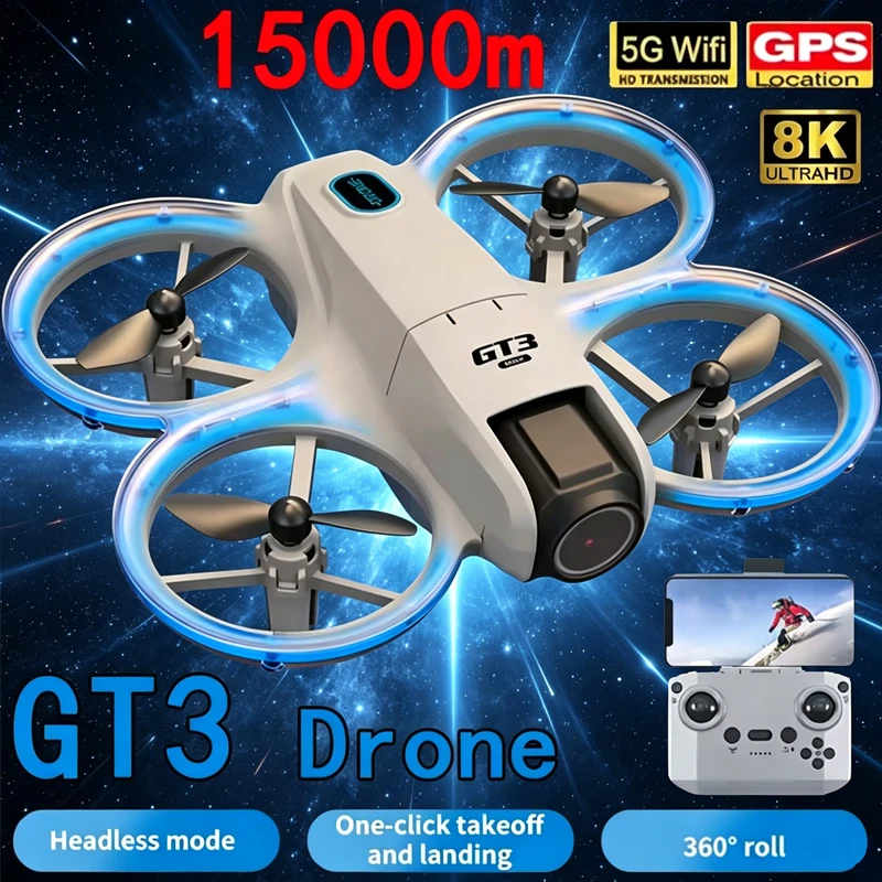 

2026 NEW GT3 Max Drone 8K HD Three Camera GPS Brushless Optical Flow Obstacle Avoidance 4.3" large screen UAV RC 18000M Drones