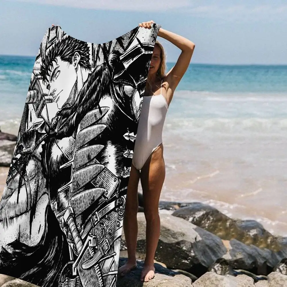 Anime Berserk Microfiber Beach Towel Absorbent Quick dry Soft Yoga Swimming Resort Mountain Climbing Towel