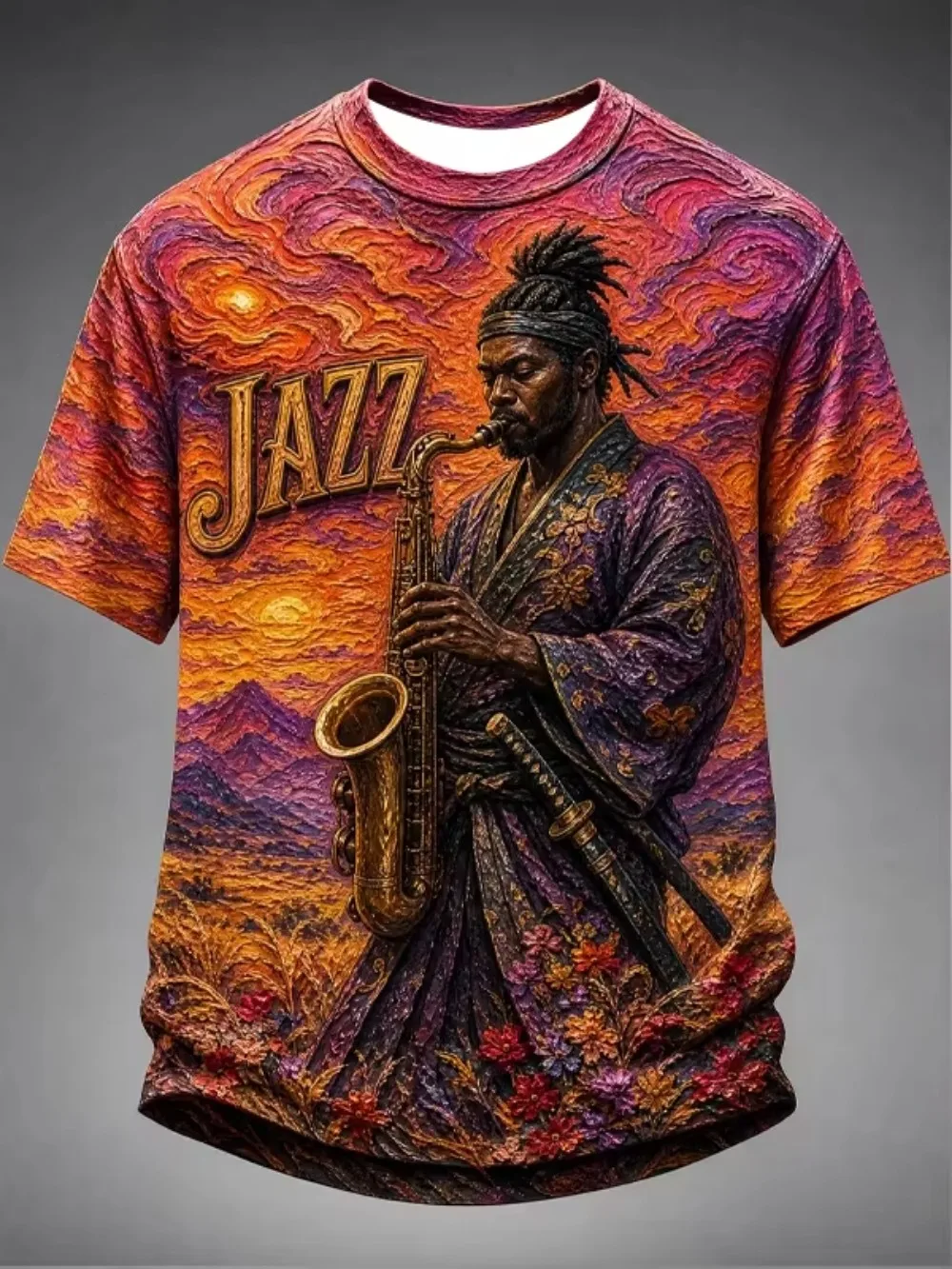 Van Gogh Starry sky Jazz saxophone warrior Sport Quick-dry Breath 3D Print Men T-Shirt Street Fashion Hip-Hop parent-child Cloth