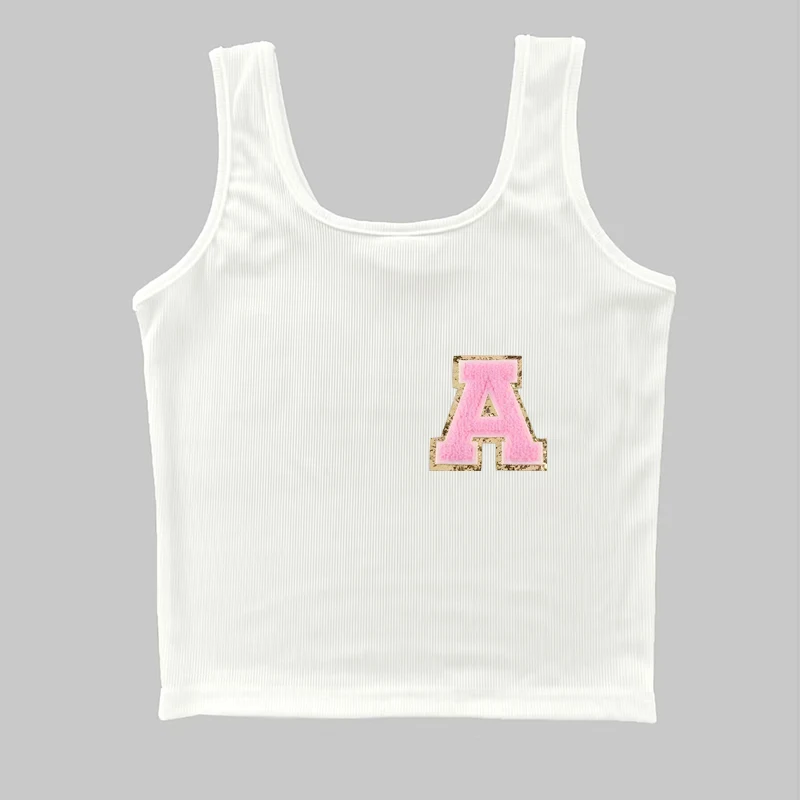 

26 Letters Casual Solid Color Women's Halter Top Revealing Navel Y2K Elegant Sleeveless Top Summer T-shirt Street Sports Vest