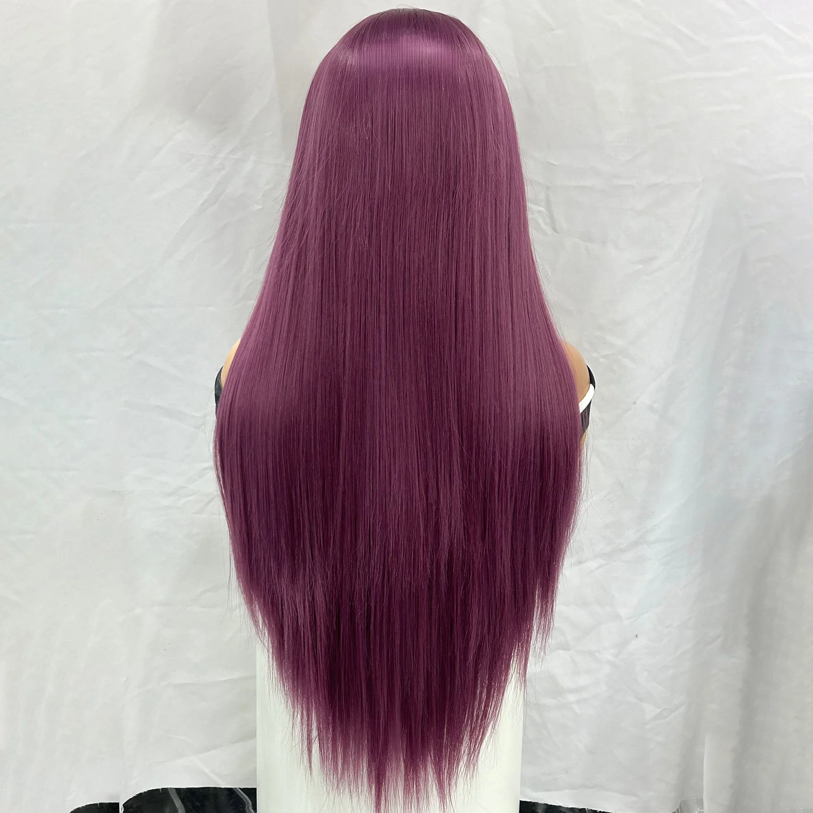 الأرجواني الداكن طويل حريري مستقيم الاصطناعية 13X4 الدانتيل الجبهة الباروكات للنساء جزء مجاني غلويليس ياكي غريب الملونة حفلة تأثيري استخدام