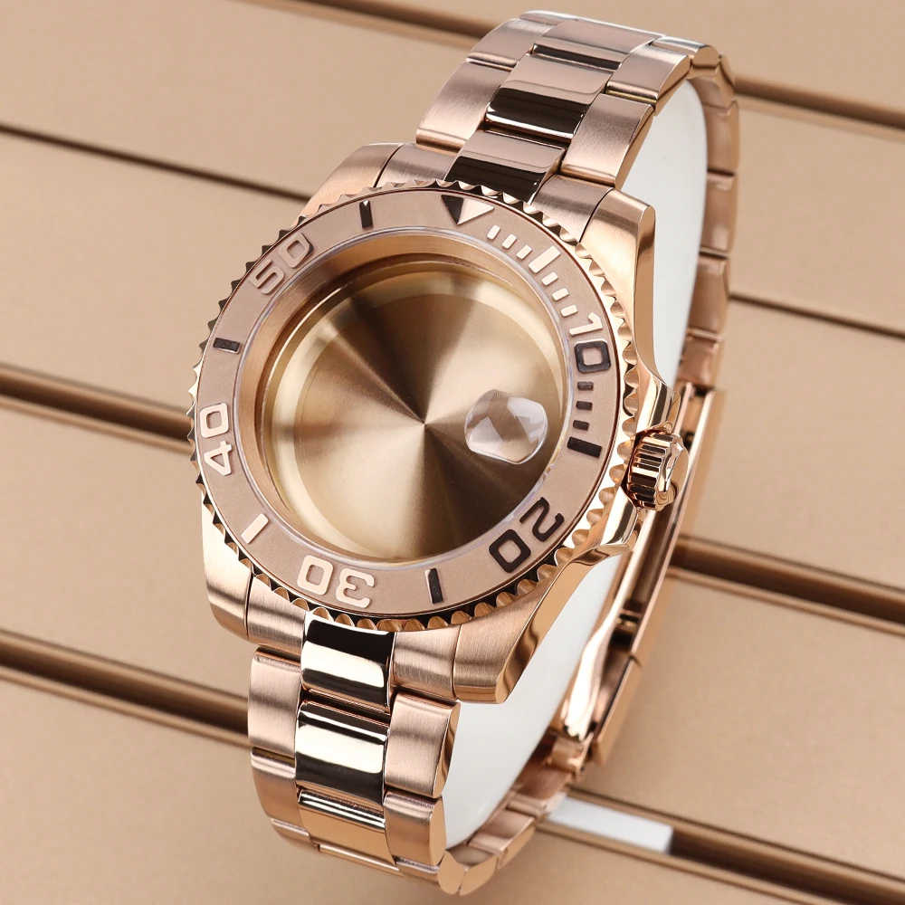 40mm 200m Waterproof Watch Case Watchbands Rose Gold For SUB GMT NH35 NH36 NH38 NH34 NH70 Miyota8215 Eta2824 Movement 28.5mmDial